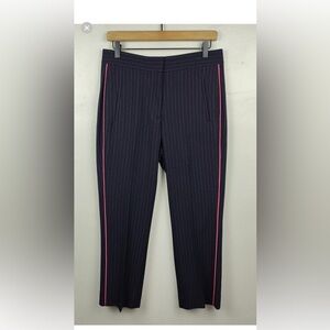 ME+EM Navy Pinstripe Pants with Pink Accents